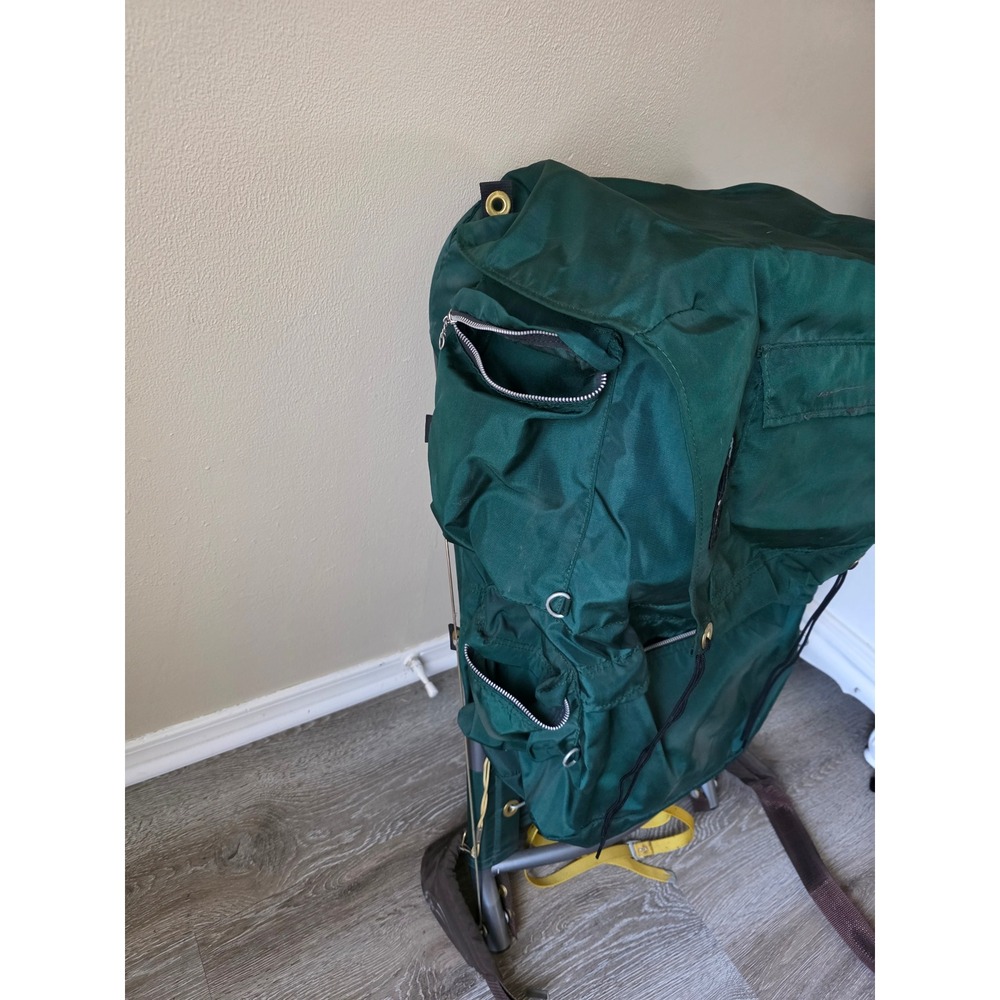 Vintage Sierra Club External Frame Hiking Backpack Green Nylon Camping Gear - Picture 2 of 5